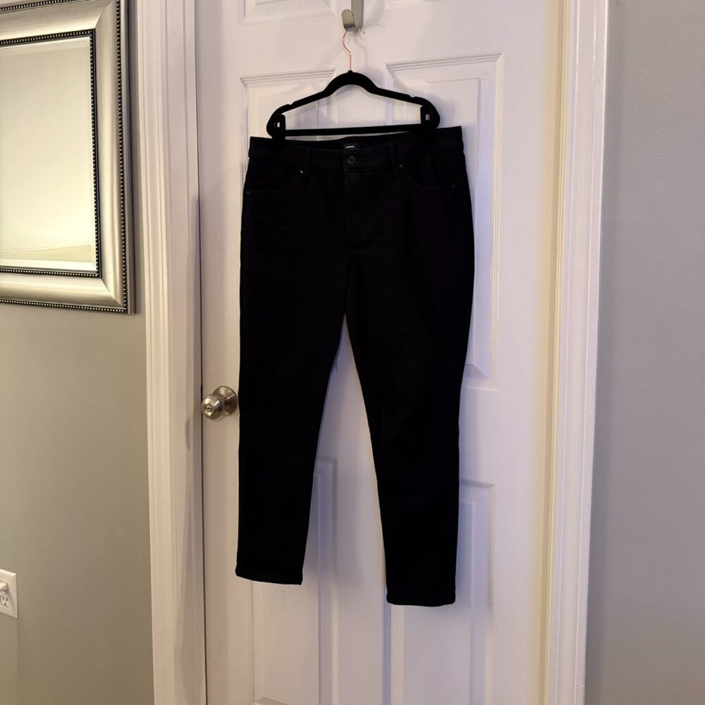 Express Black Skinny Jeans Denim Size 12s / 12 Short Mid Rise - Picture 2 of 8